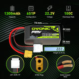 Ovonic FPV 6S LiPo Akku 22,2V 100C 6S 1300mAh LiPo-Akku mit XT60-Stecker