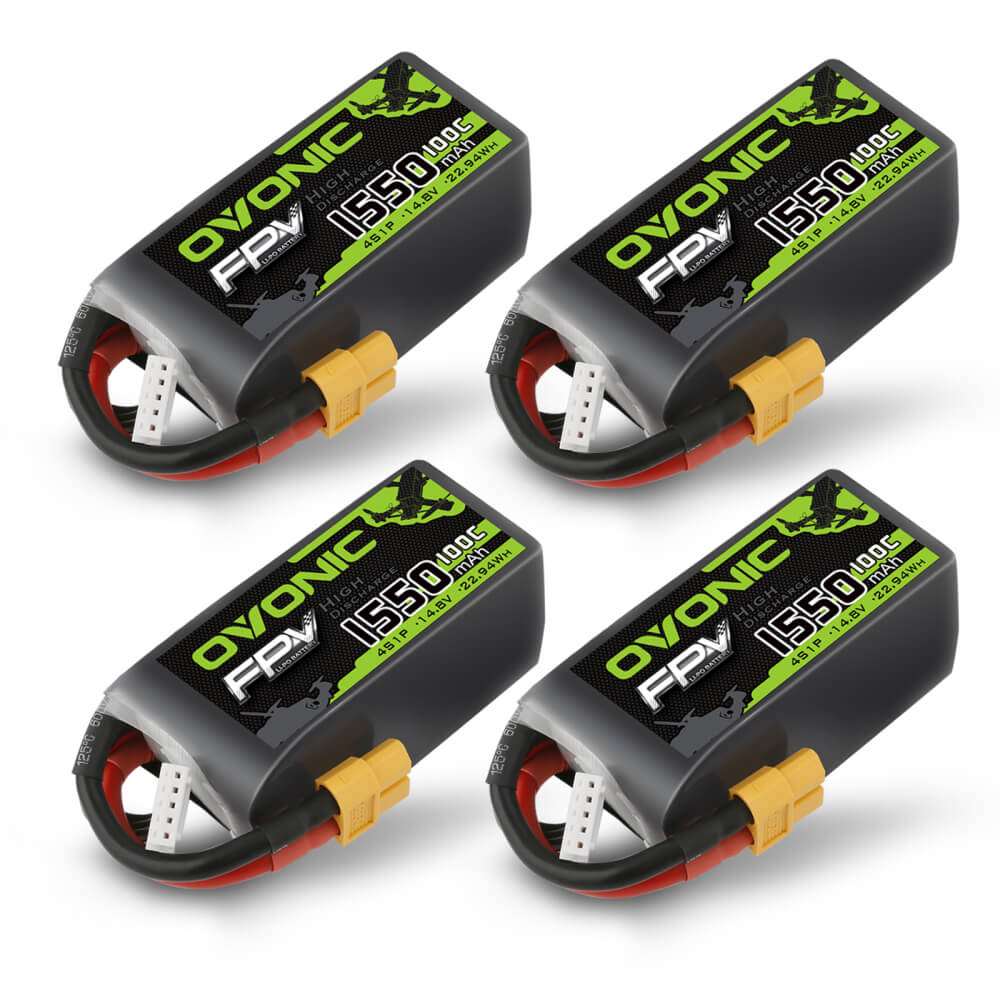 Ovonic 4S 1550mAh 100C LiPo-Akku 14,8V FPV XT60-Stecker (4 St.)