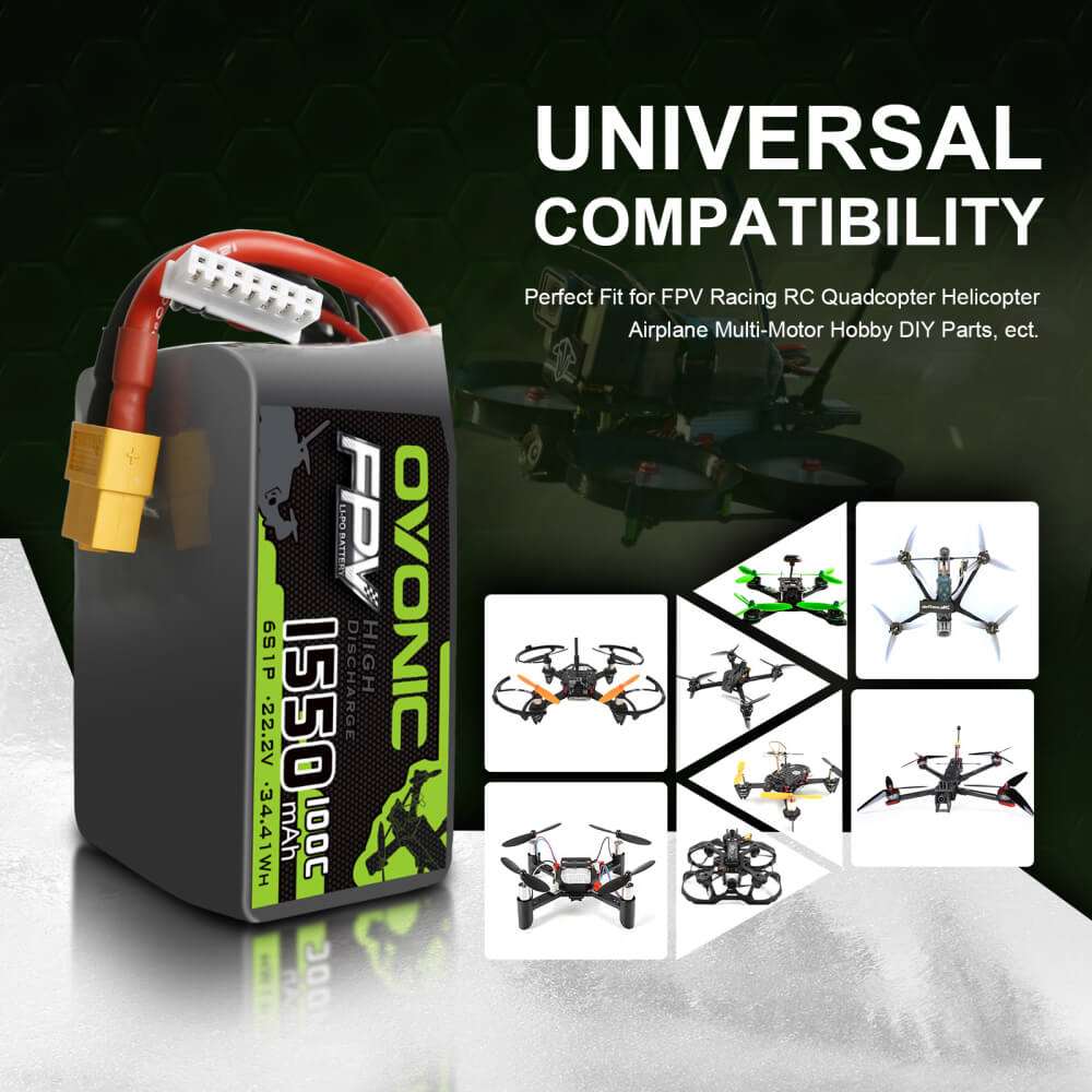 Ovonic 6S 1550mAh 22,2V 100C LiPo-Akku mit XT60-Stecker