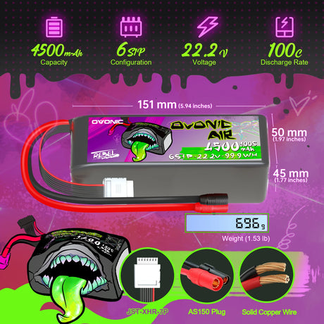 Ovonic Rebel 2.0 6S 4500mAh 100C 22,2V XT90- und AS150