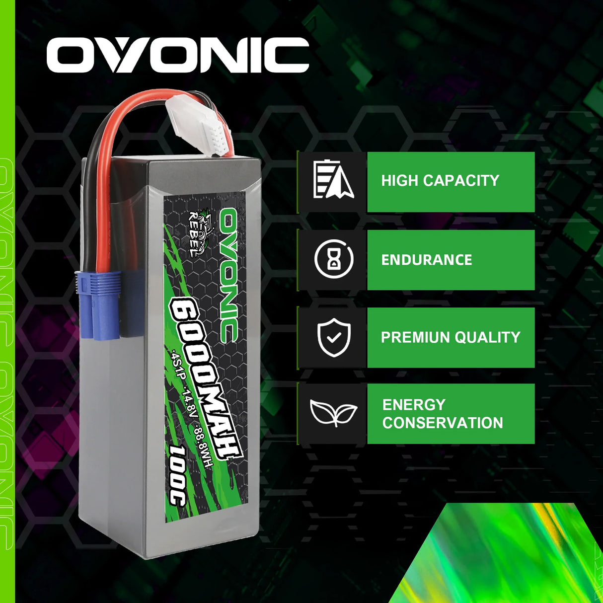 Ovonic Rebel 4S 6000mAh 100C 14,8 V EC5 LiPo