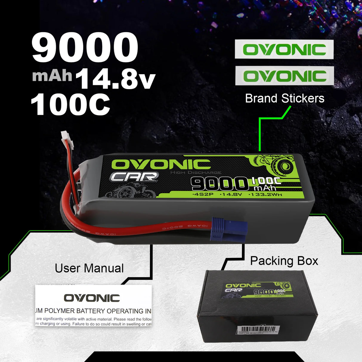Ovonic  4S 9000mAh 100C LiPo Akku 14,8V EC5