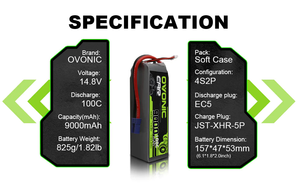 Ovonic  4S 9000mAh 100C LiPo Akku 14,8V EC5