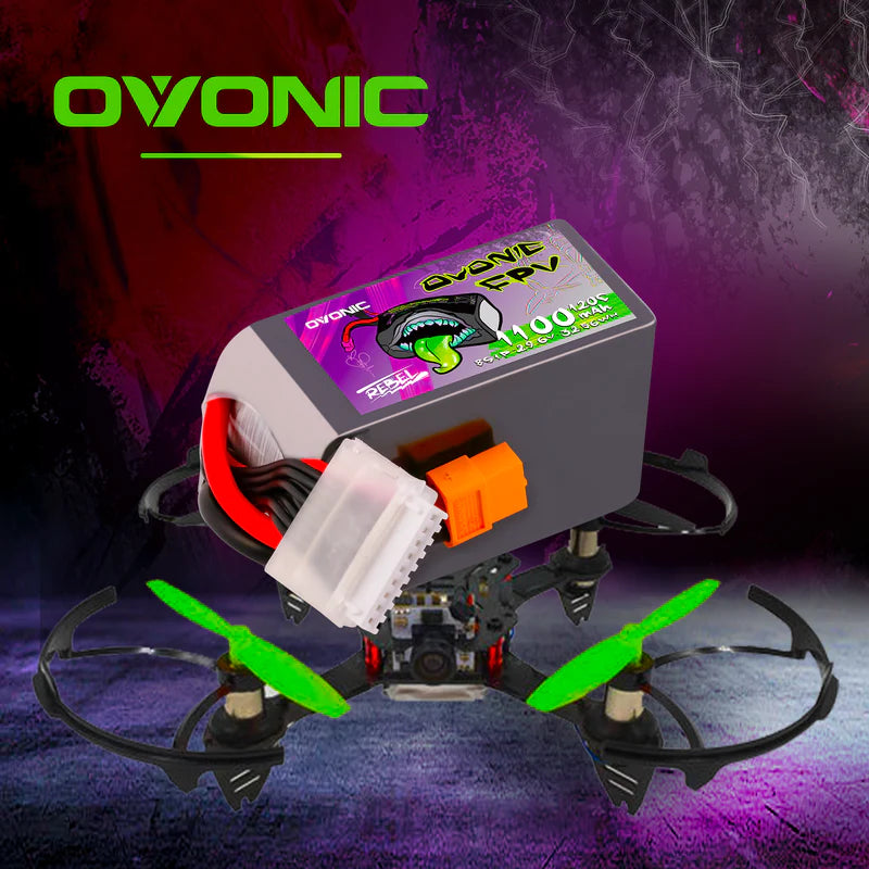 Ovonic Rebel 2.0 8S 1100mAh 29,6V 120C mit XT60 FPV Racing Lipo Akku (2 Stück)