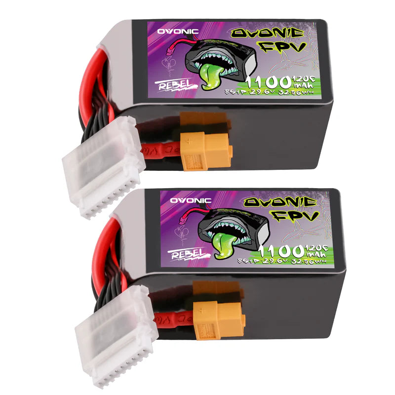 Ovonic Rebel 2.0 8S 1100mAh 29,6V 120C mit XT60 FPV Racing Lipo Akku (2 Stück)