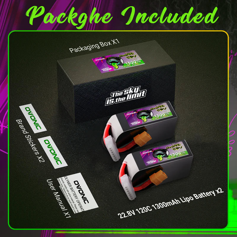 Ovonic Rebel 2.0 6S 1300mAh 120C 22,8 V XT60 LiHV (2 Stück)