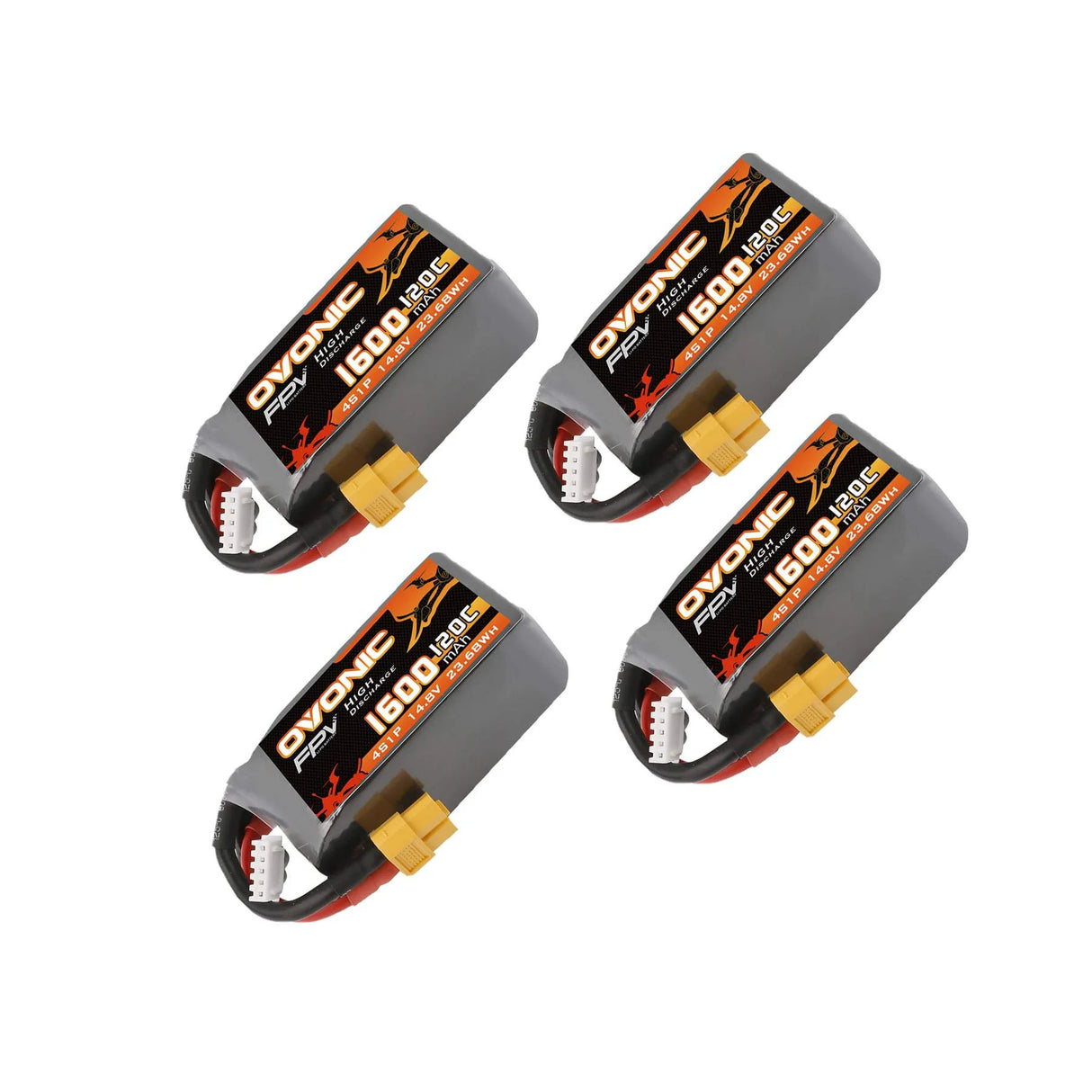 Ovonic FPV 4S 1600mAh 120C 14,8V XT60 LiPo Akku (4 Stück )