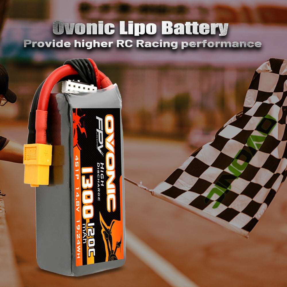 Ovonic FPV 4S 1300mAh 120C 14,8V XT60 LiPo Akku (4 Stück )