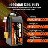 Ovonic FPV 4S 1600mAh 120C 14,8V XT60 LiPo Akku (4 Stück )