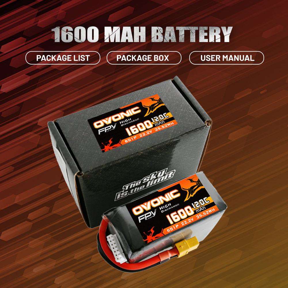 Ovonic FPV 6S 1600mAh 22,2V 120C XT60 (4 Stück)
