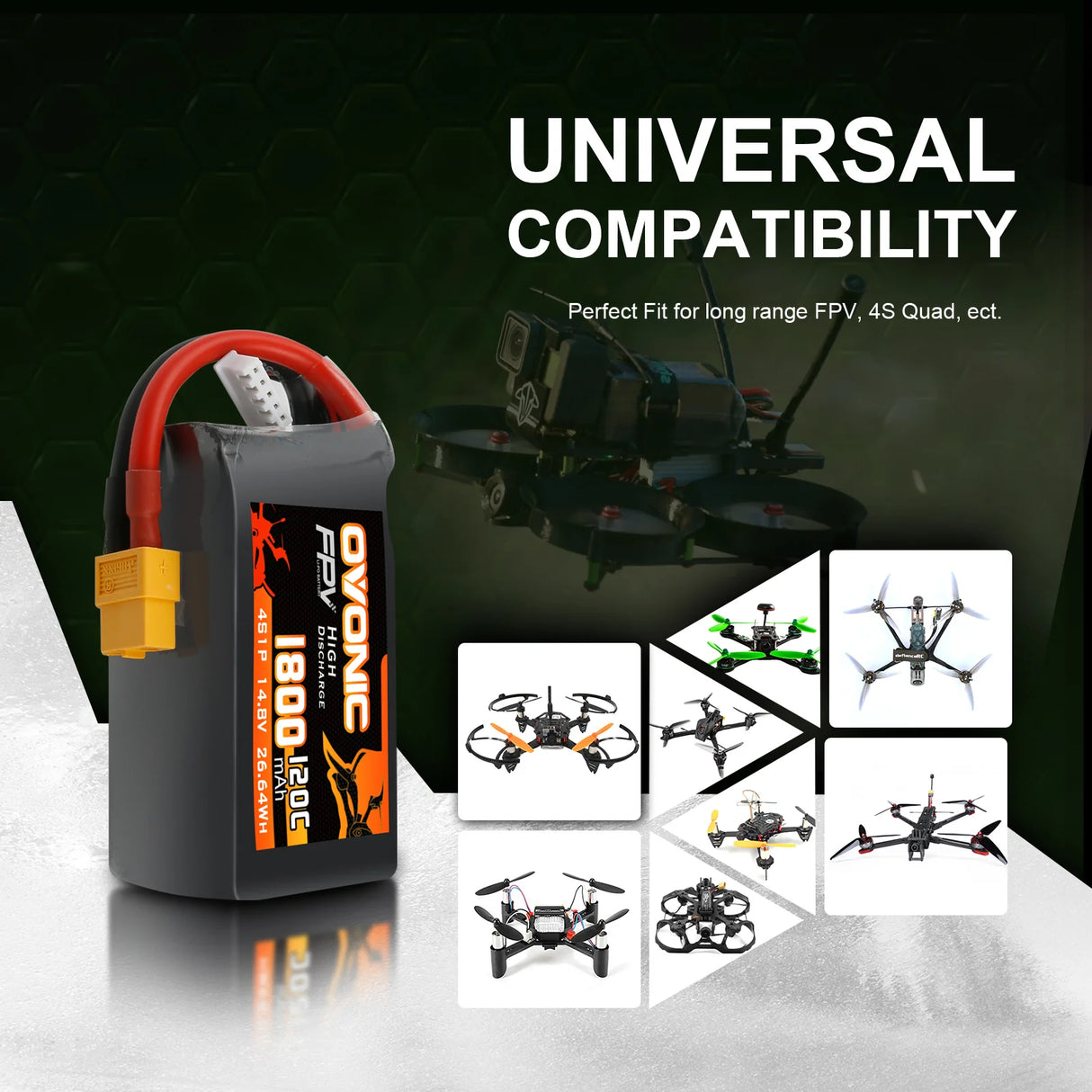 Ovonic 4S 1800mAh 120C LiPo XT60-Stecker für FPV (4 St.)