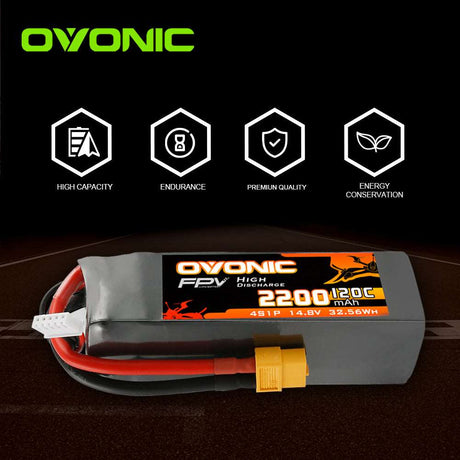 Ovonic FPV 4S 2200mAh 14,8V 120C XT60 LiPo Akku