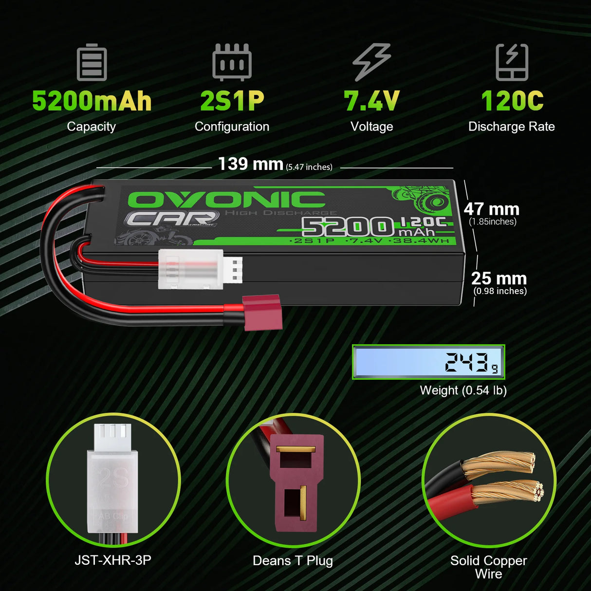 5200mAh / 2S / Deans T