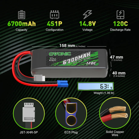 Ovonic 4S 6700mAh 14,8V 120C EC5 LiPo