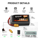 Ovonic FPV 6S 1100mAh 130C 130C XT60 FPV Racing (4 St.)