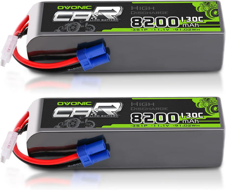 Ovonic Car 3S 8200mAh Lipo Akku 130C 11,1V RC Lipo Akku mit EC5 Stecker (2 Stück)
