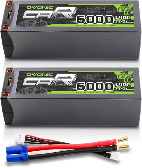 Ovonic Car 4S Lipo Akku 6000mAh 140C 15,2V RC Lipo Akku mit EC5 Stecker (2 Stück)