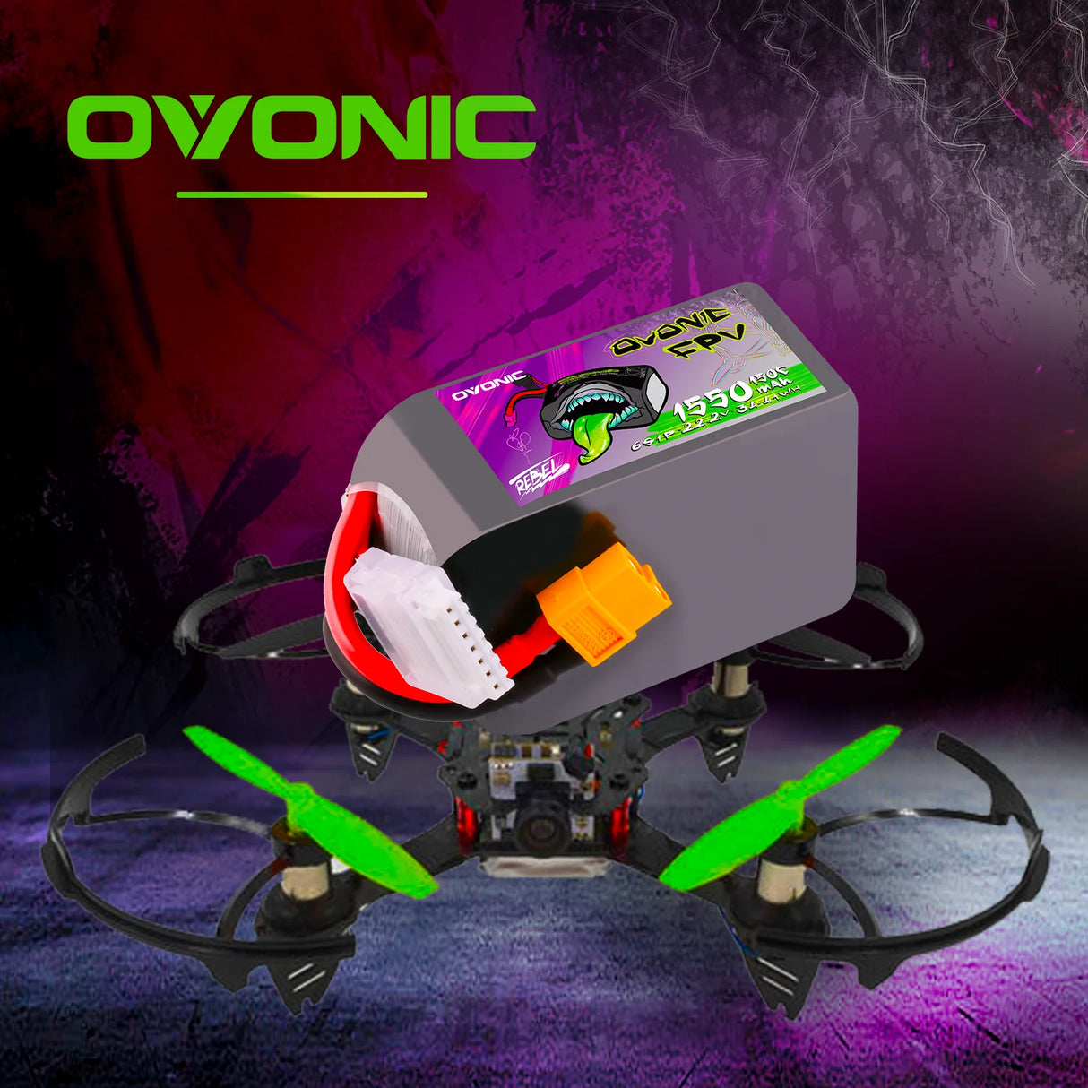 Ovonic Rebel 2.0 6S 1550mAh 22,2V 150C XT60 FPV Racing Lipo Akku (2 Stück)