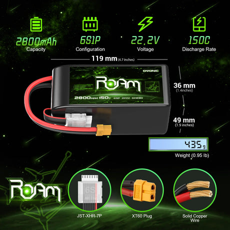 Ovonic Roam Series 6S Lipo Akku 2800mAh 6S1P 150C 22,2V Lipo Akku XT60-Stecker