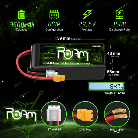 Ovonic Roam Series 8S Lipo Akku 3500mAh 8S1P 150C 29,6V XT90-Stecker
