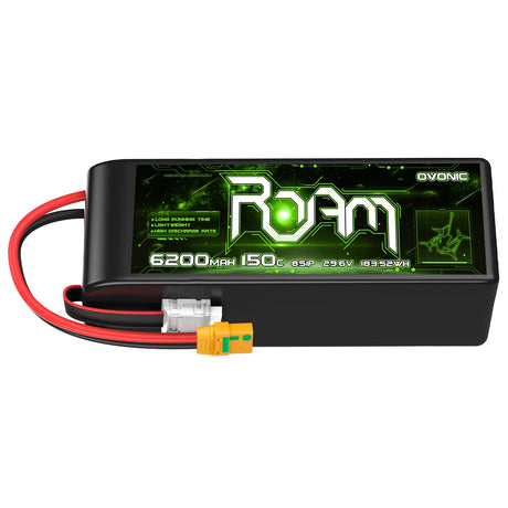 Ovonic Roam Serie 8S 6200mAh 8S1P 150C 29,6V Lipo Akku XT90 Anti-Blitz Stecker