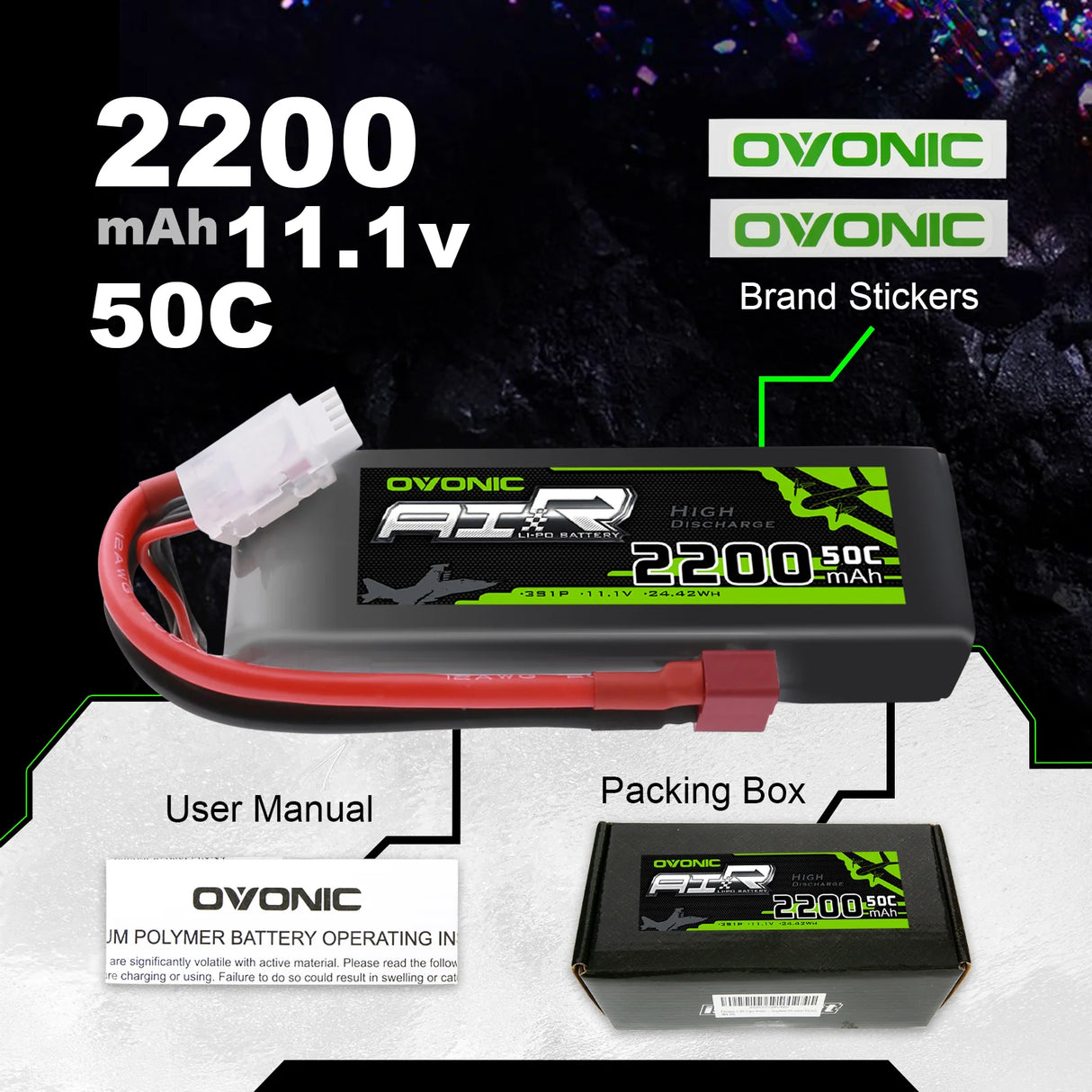 Ovonic 3S 2200mAh 50C Deans (2 St.)