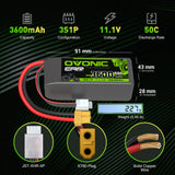 Ovonic Car 3S Lipo Akku 3600mAh 3S1P 50C 11,1V Lipo Akkupack mit XT60- und EC3-Stecker