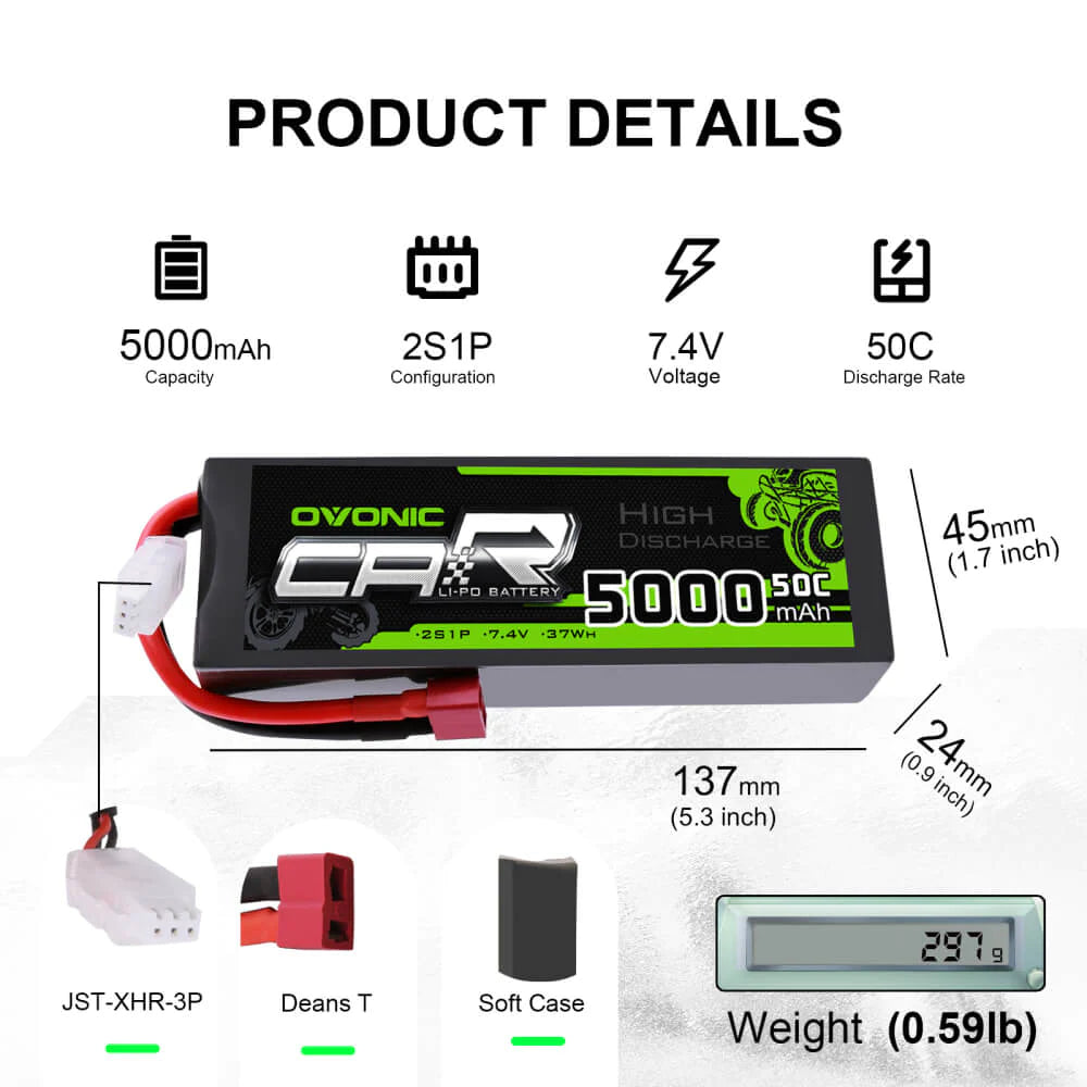 Ovonic Car 2S 5000mAh 50C 7,4V Hardcase Dean LiPo