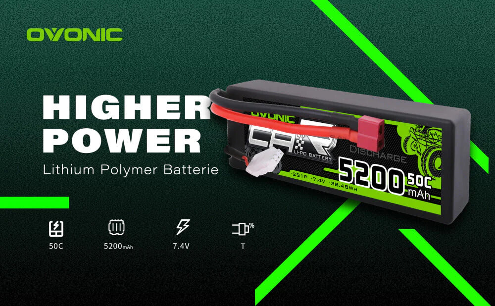 Ovonic 2S 5200mAh 7,4V 50C Hardcase Deans Lipo Akku