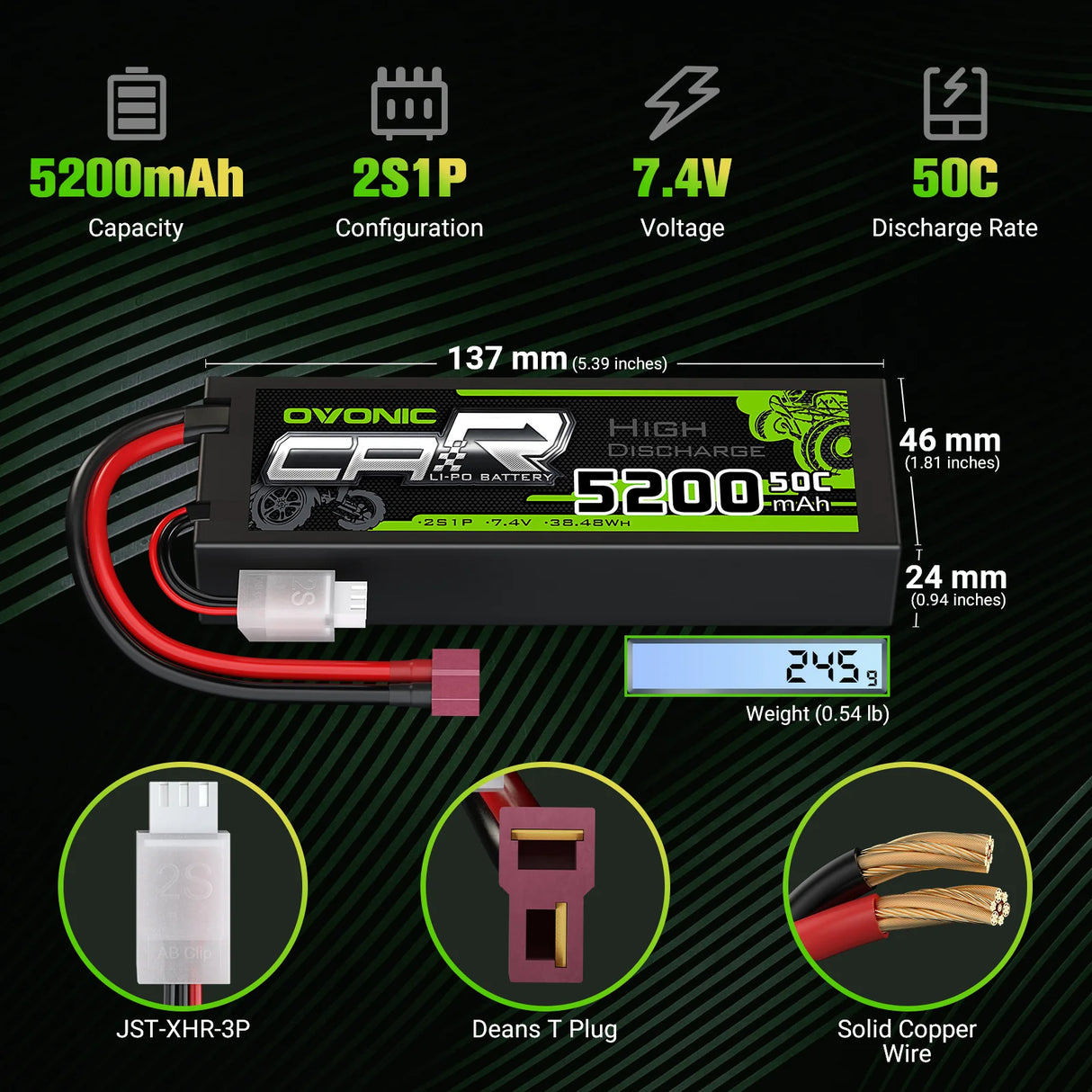 Ovonic Car 2S 5200mAh 50C 7,4V Hardcase  (2 Stück)
