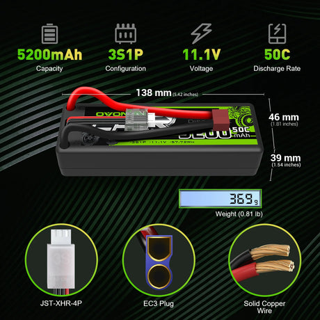 Ovonic Car 3S 5200mAh 11,1V 50C Hardcase Deans Lipo Akku
