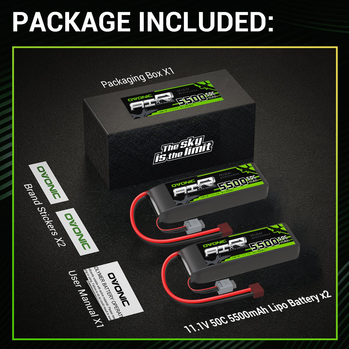 Ovonic Air 3S 5500mAh 11,1V 50C T-Stecker (2 St.)