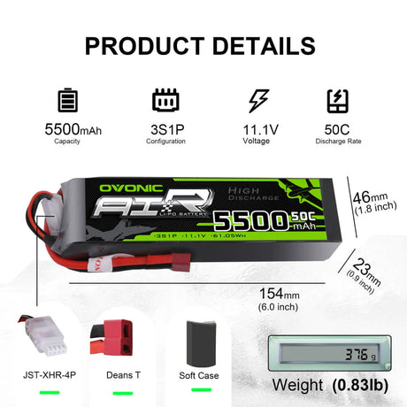 Ovonic Air 3S 5500mAh 11,1V 50C Deans LiPo Akku