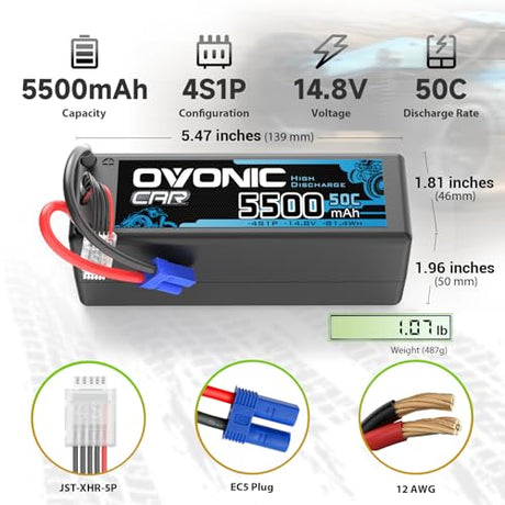 Ovonic Car 4S LiPo Akku 5500mAh 4S1P 50C 14,8V mit EC5-Anschluss