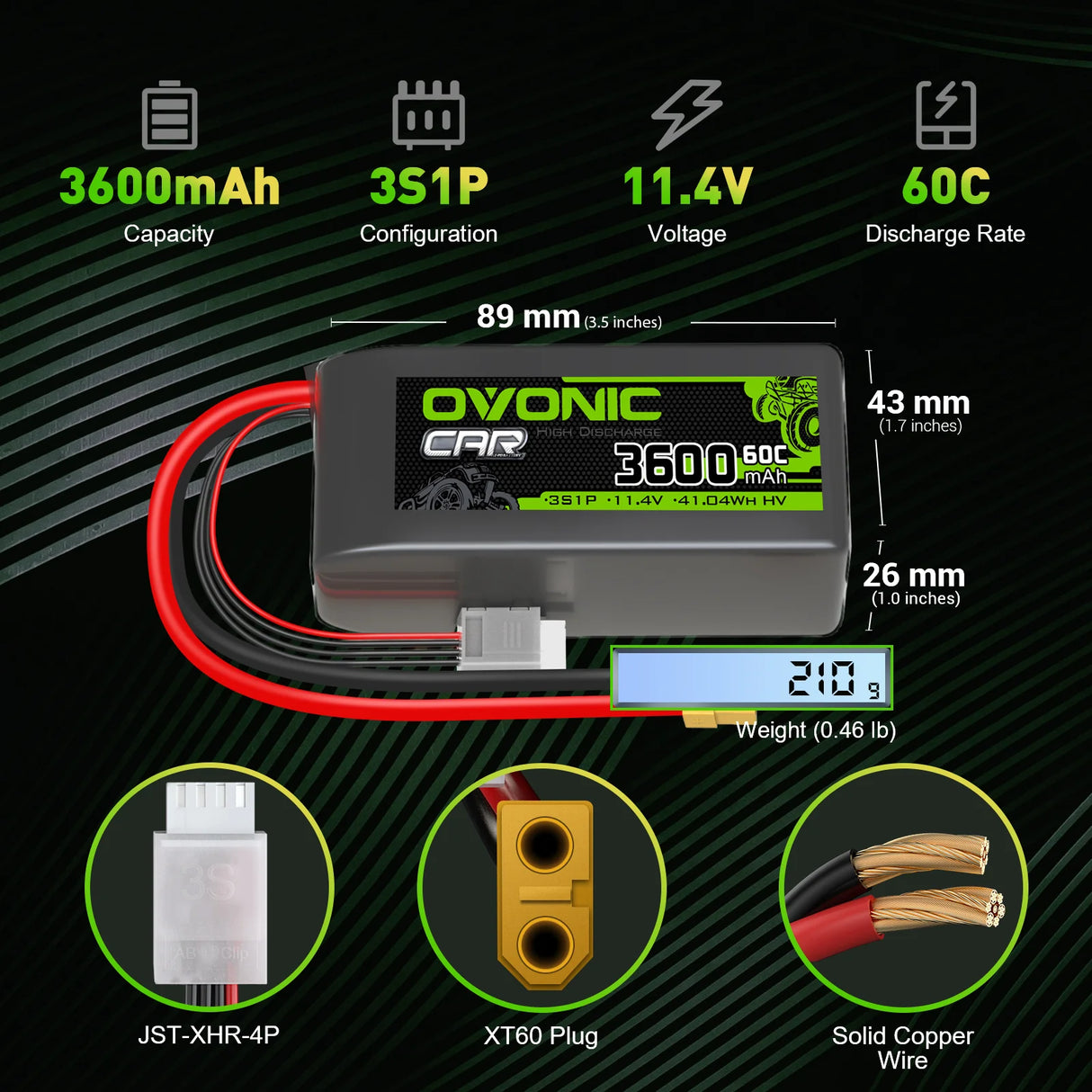 Ovonic 3S 3600mAh 11,1V 60C LiHV XT60-Stecker