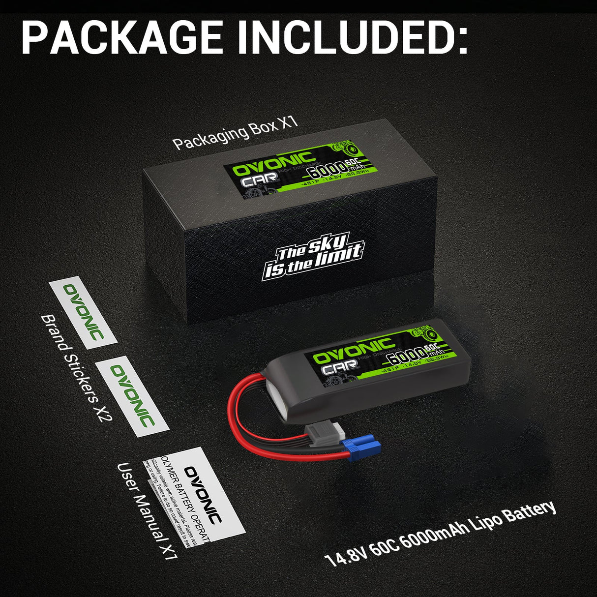 Ovonic Car 4S 6000mAh 60C 14,8V EC5 LiPo Akku