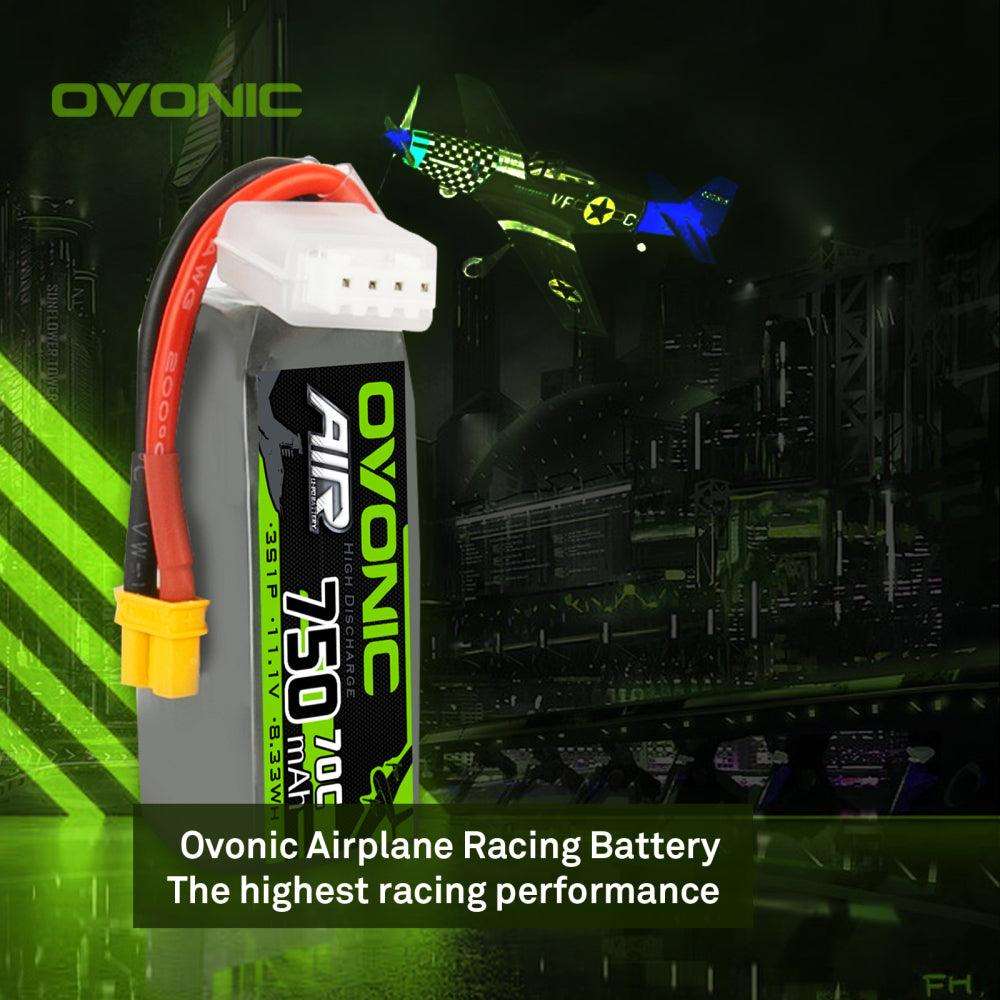 Ovonic Air 3S LiPo Akku 750mAh 11,1V 70C für RC-Helikopter LOGO 200 - XT30-Stecker (2 Stück)