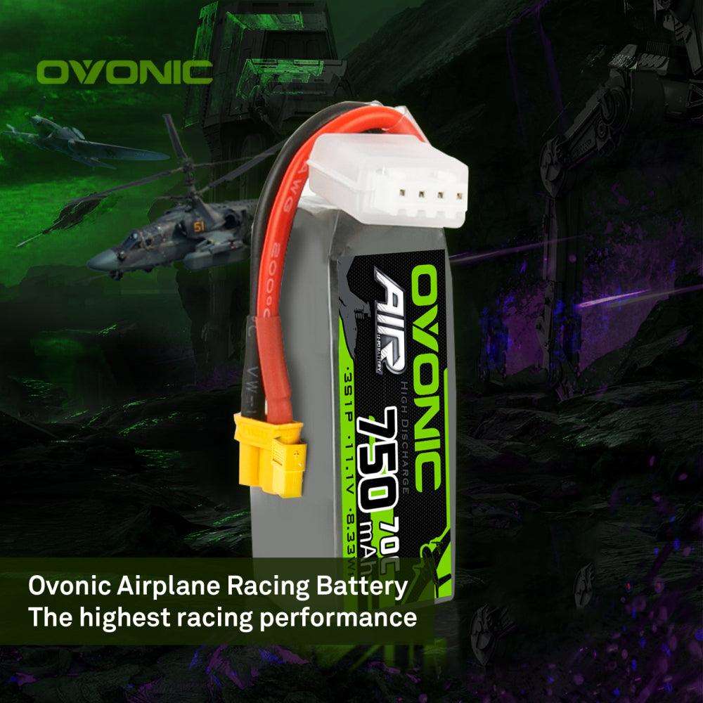 Ovonic Air 3S LiPo Akku 750mAh 11,1V 70C für RC-Helikopter LOGO 200 - XT30-Stecker (2 Stück)