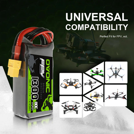 Ovonic FPV 3S 1300mAh 11,1V 80C XT60 Lipo Akku