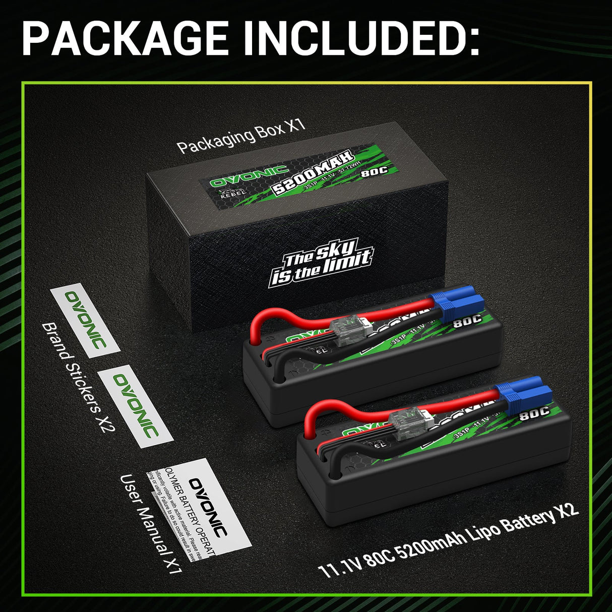 Ovonic Rebel 3S 5200mAh 11,1V 80C Hardcase EC5 Lipo Akku