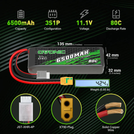 Ovonic Rebel 3S 6500mAh 80C 11,1V XT90