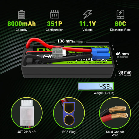 Ovonic 3S 8000mAh 11,1V 80C EC5 & XT60 Stecker