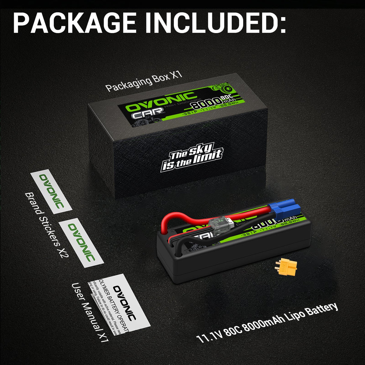 Ovonic 3S 8000mAh 11,1V 80C EC5 & XT60 Stecker