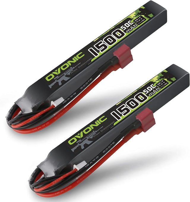 OVONIC 2S LiPo-Akku 1500mAh 2S1P 50C 7,4V Airsoft-LiPo-Akku mit Softcase und T-Stecker
