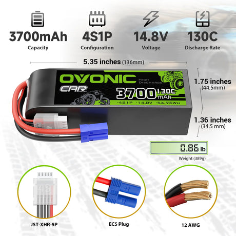 OVONIC 4S Lipo Akku 130C 3700mAh 14,8V mit EC5 Stecker (2 St.)