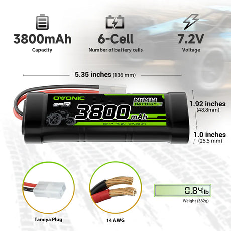 OVONIC 7,2V 3800mAh NiMH-Akkupack 6S mit Tamiya-Stecker (2 St. )