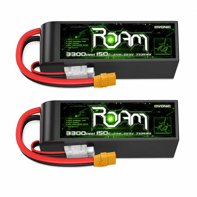 OVONIC Roam Serie 22,2V 3300mAh 150C 6S LiPo-Akku mit XT90-Anschluss ( 2 St. )
