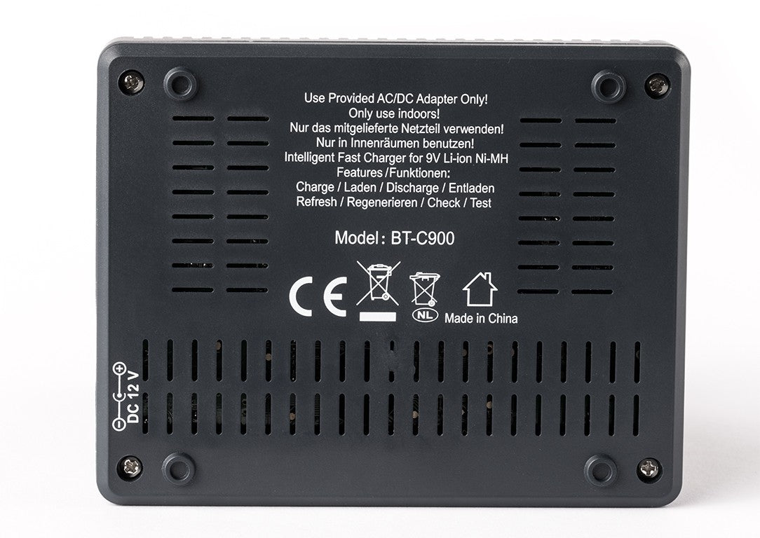 Opus Ladegerät BT-C900 für 9V-Block Li-Ion, NIMH, NiCd Akkus