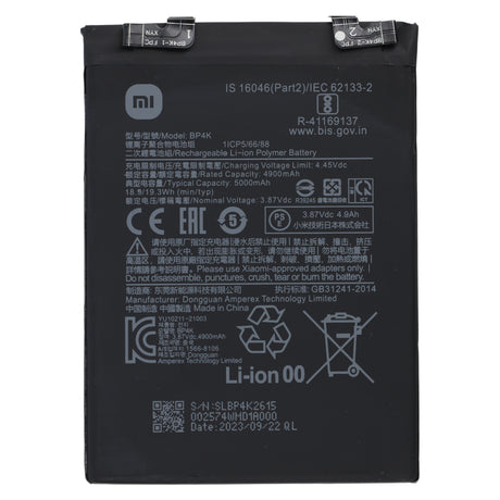 AccuCell Original Xiaomi Akku BP4K für Poco F5 / Poco X5 Pro 5G / Redmi Note 12 Pro 5G – Li-Ion Smartphone-Ersatzakku mit 5000 mAh