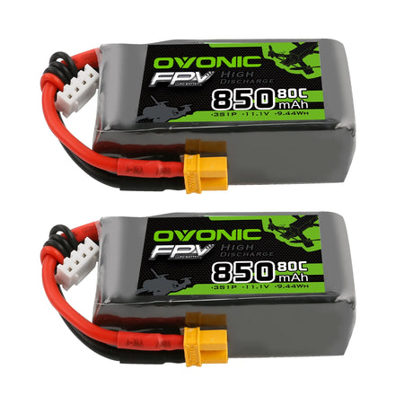 Ovonic FPV LiPo Akku 3S 11,1V 850mAh 3S 80C Lipo-Akku mit XT30-Stecker